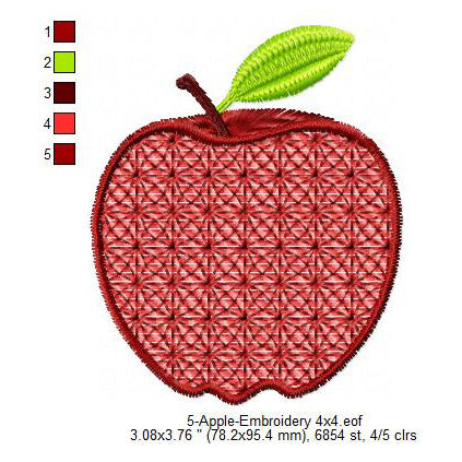 Apple Lace Swirl Pattern Patch Machine Embroidery Digitized Design Files