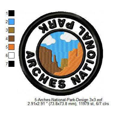 Arches National Park Merit Adulting Badge Machine Embroidery Digitized Design Files