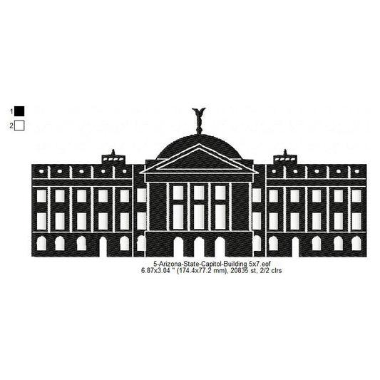 Arizona State Capitol Building Silhouette Machine Embroidery Digitized Design Files