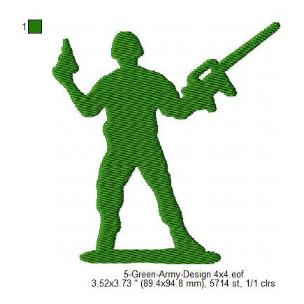 Green Army Silhouette Machine Embroidery Digitized Design Files