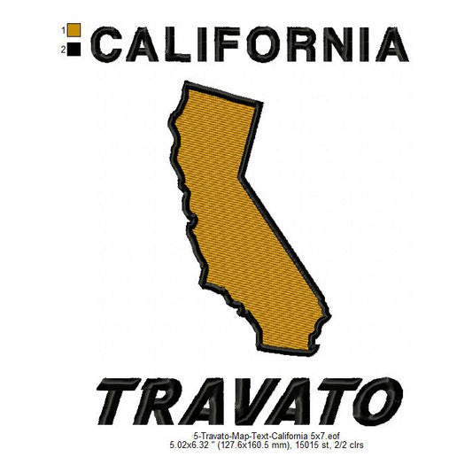 Travato California State Map Designs Machine Embroidery Digitized Design Files