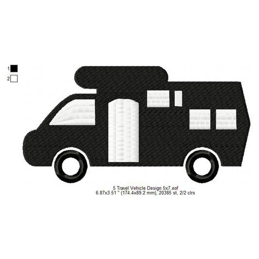 Travel Vehicle Silhouette Machine Embroidery Digitized Design Files