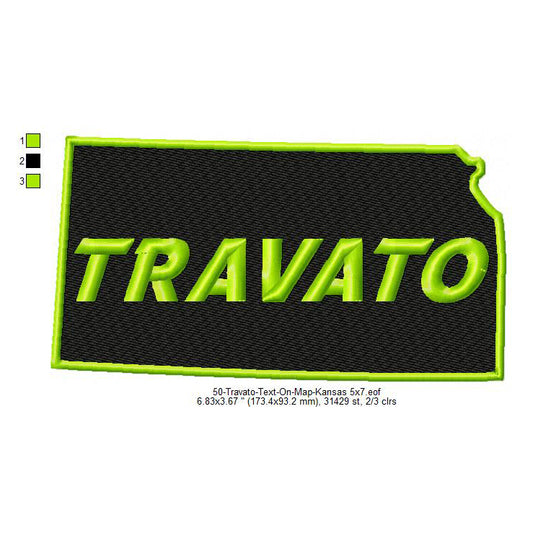 Travato Kansas State Map Designs Machine Embroidery Digitized Design Files