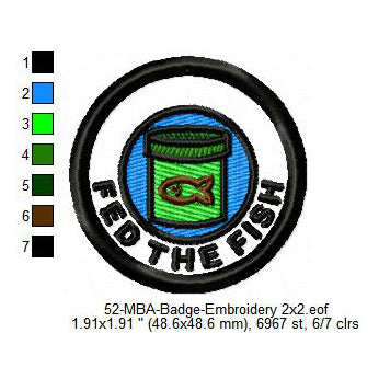 Fed The Fish Merit Adulting Badge Machine Embroidery Digitized Design Files