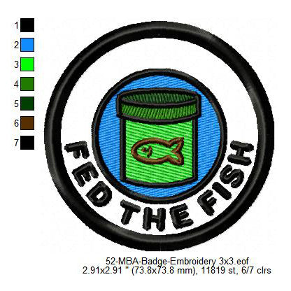 Fed The Fish Merit Adulting Badge Machine Embroidery Digitized Design Files