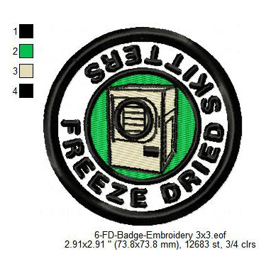 Freeze Dried Skitters Merit Adulting Badge Machine Embroidery Digitized Design Files