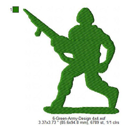 Green Army Silhouette Machine Embroidery Digitized Design Files