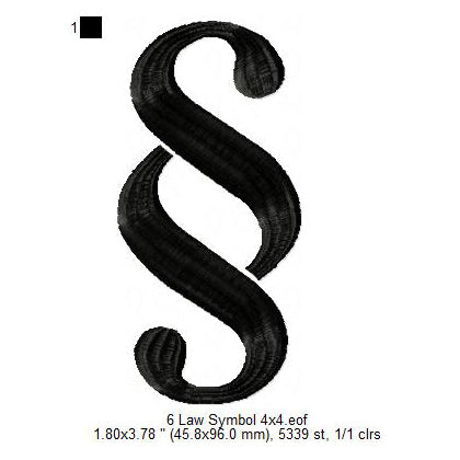 Law Section Symbol Shadow Silhouette Machine Embroidery Digitized Design Files