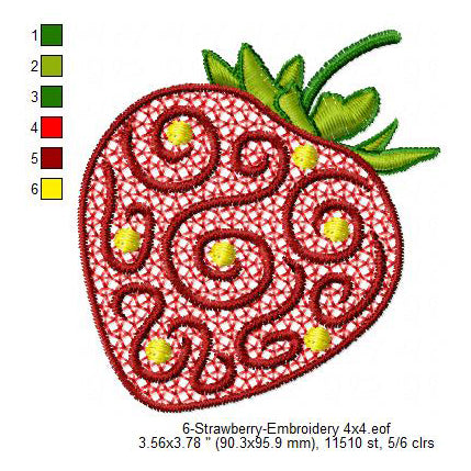 Strawberry Lace Swirl Pattern Patch Machine Embroidery Digitized Design Files
