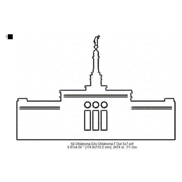 Oklahoma City Oklahoma LDS Temple Outline Machine Embroidery Digitized Design Files