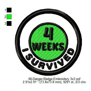 I Survived 4 Weeks Merit Adulting Badge Machine Embroidery Digitized Design Files