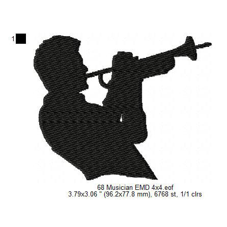 Musician Silhouette Machine Embroidery Digitized Design Files