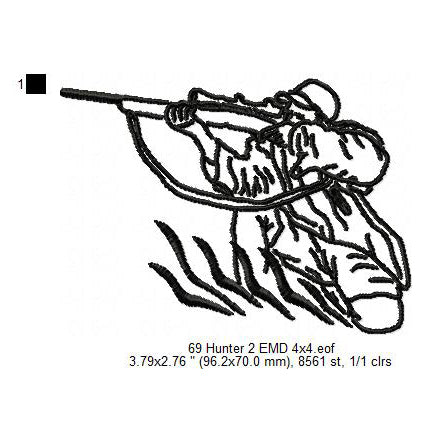 Hunter Line Art Machine Embroidery Digitized Design Files