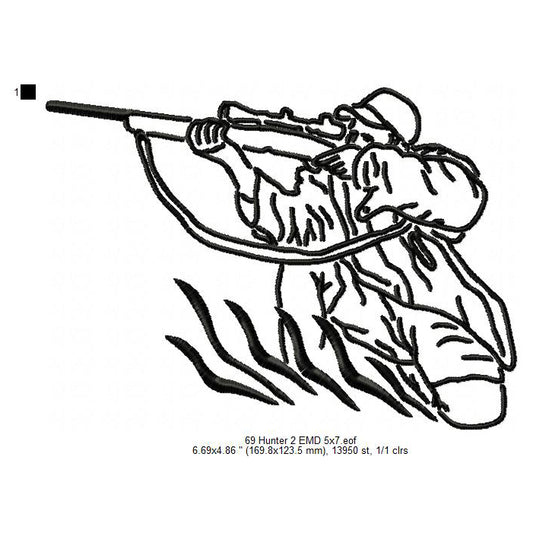 Hunter Line Art Machine Embroidery Digitized Design Files