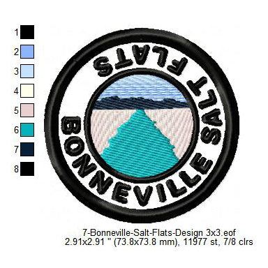 Bonneville Salt Flats Merit Adulting Badge Machine Embroidery Digitized Design Files