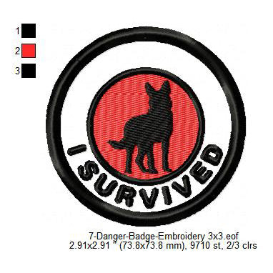 I Survived German Shepherd Dog Merit Adulting Badge Machine Embroidery Digitized Design Files