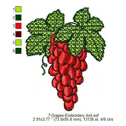 Grapes Lace Swirl Pattern Patch Machine Embroidery Digitized Design Files