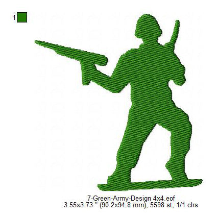 Green Army Silhouette Machine Embroidery Digitized Design Files