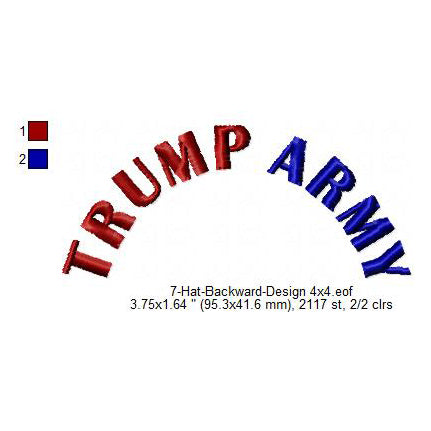 Trump Army Hat Cap Backward Machine Embroidery Digitized Design Files