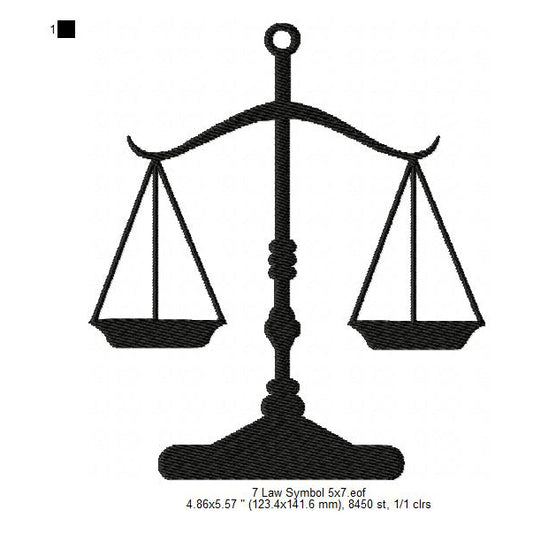 Law Symbol Scale Shadow Silhouette Machine Embroidery Digitized Design Files