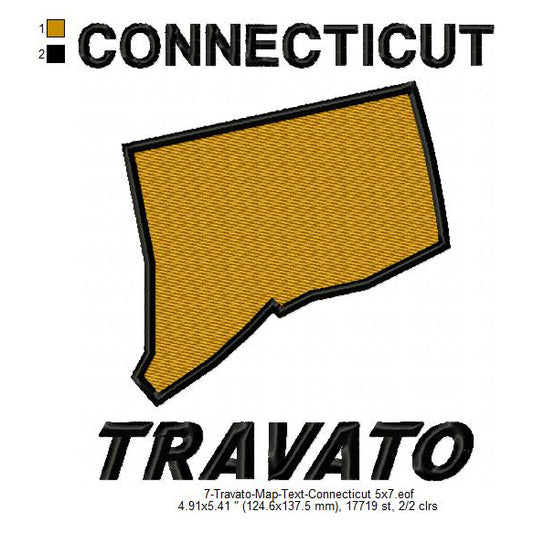 Travato Connecticut State Map Designs Machine Embroidery Digitized Design Files