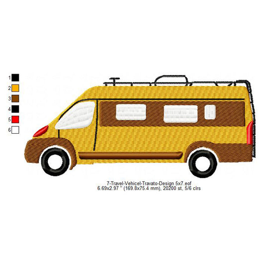 Travel Vehicle Travato Machine Embroidery Digitized Design Files