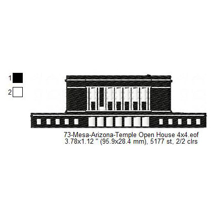 Mesa Arizona LDS Temple Silhouette Machine Embroidery Digitized Design Files