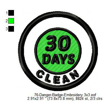 Clean 30 Days Merit Adulting Badge Machine Embroidery Digitized Design Files