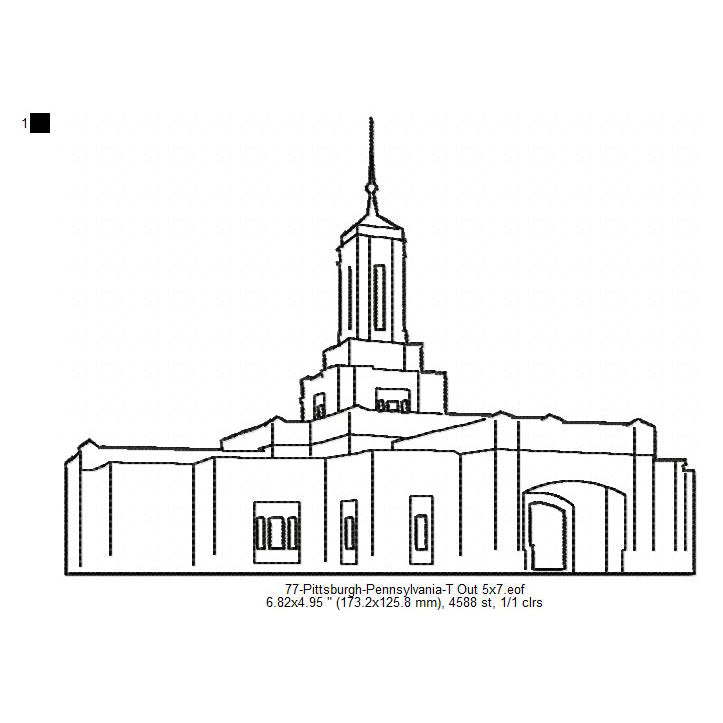 Pittsburgh Pennsylvania LDS Temple Outline Machine Embroidery Digitize ...