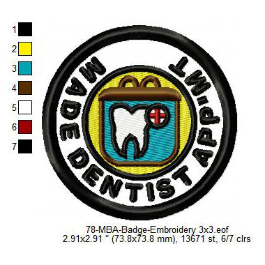 Made Dentist Appointment Daily Life Merit Adulting Badge Machine Embroidery Digitized Design Files