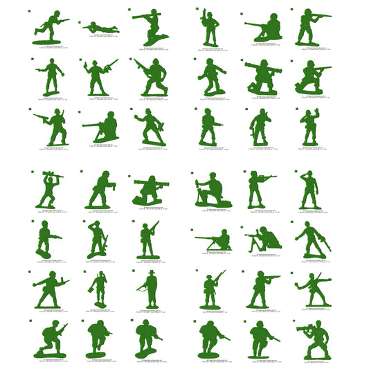 Green Army Action Figures 42 Pieces Set Machine Embroidery Digitized Design Files