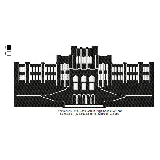 Arkansas Little Rock Central High School Silhouette Machine Embroidery Digitized Design Files