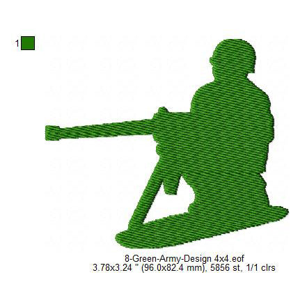 Green Army Silhouette Machine Embroidery Digitized Design Files