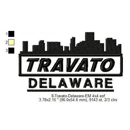 Travato Delaware State Designs Machine Embroidery Digitized Design Files