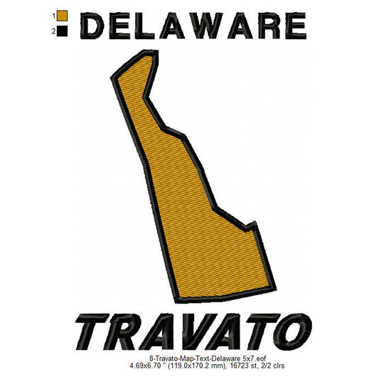 Travato Delaware State Map Designs Machine Embroidery Digitized Design Files