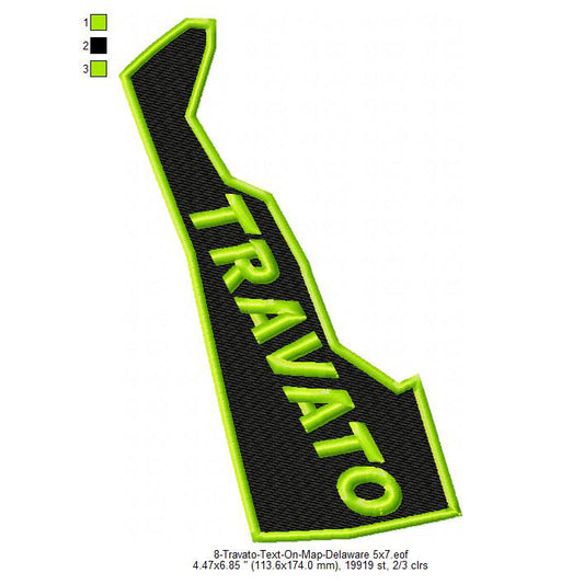 Travato Delaware State Map Designs Machine Embroidery Digitized Design Files