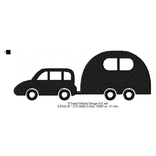 Travel Vehicle Silhouette Machine Embroidery Digitized Design Files