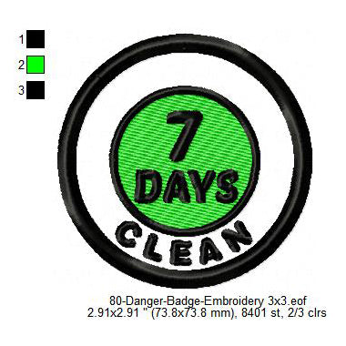 Clean 7 Days Merit Adulting Badge Machine Embroidery Digitized Design Files