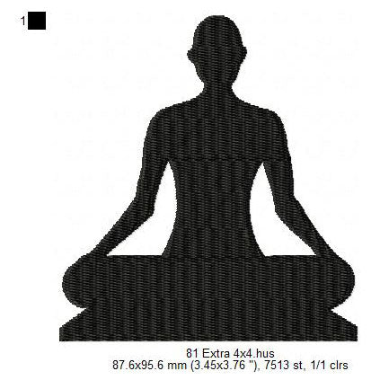 Yoga Meditation Silhouette Machine Embroidery Digitized Design Files