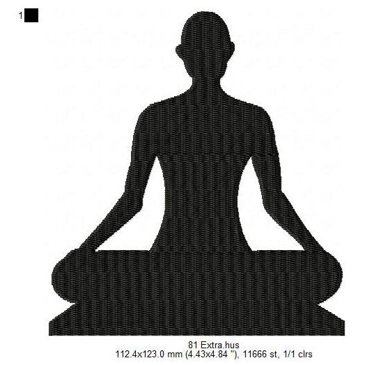 Yoga Meditation Silhouette Machine Embroidery Digitized Design Files