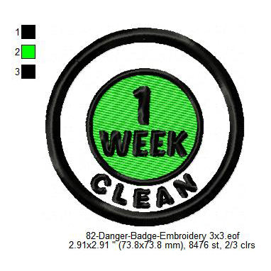 Clean 1 Week Merit Adulting Badge Machine Embroidery Digitized Design Files