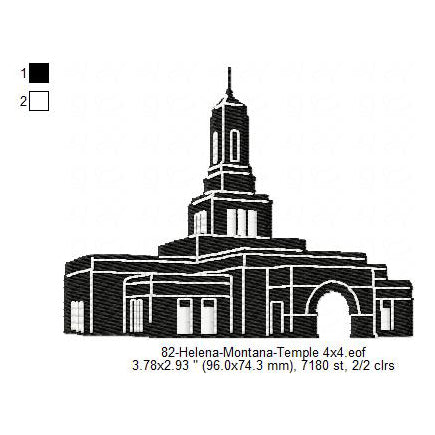 Helena Montana LDS Temple Silhouette Machine Embroidery Digitized Design Files