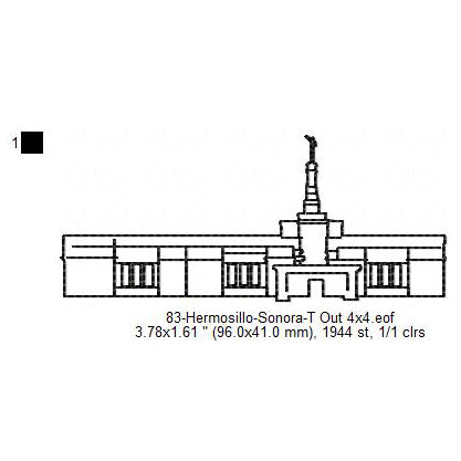 Hermosillo Sonora LDS Temple Outline Machine Embroidery Digitized Design Files