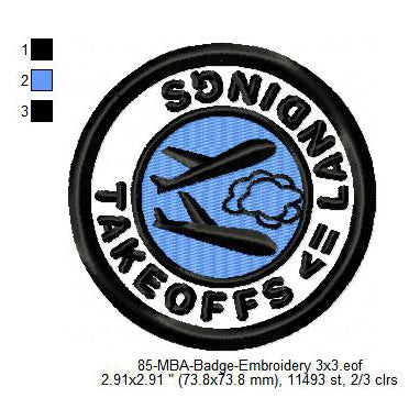 Takeoffs <= Landings Daily Life Merit Adulting Badge Machine Embroidery Digitized Design Files