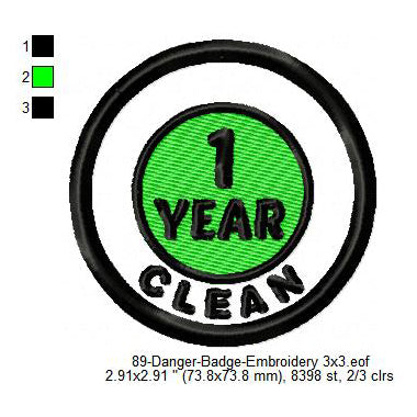 Clean 1 Year Merit Adulting Badge Machine Embroidery Digitized Design Files