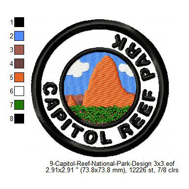 Capitol Reef National Park Merit Adulting Badge Machine Embroidery Digitized Design Files