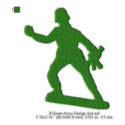 Green Army Silhouette Machine Embroidery Digitized Design Files