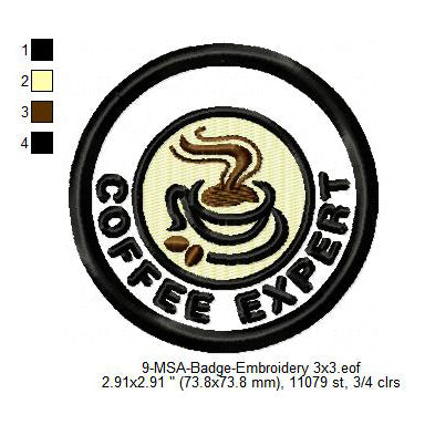 Coffee Expert Mormon Merit Adulting Badge Machine Embroidery Digitized Design Files