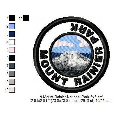 Mount Rainier National Park Merit Badge Machine Embroidery Digitized Design Files