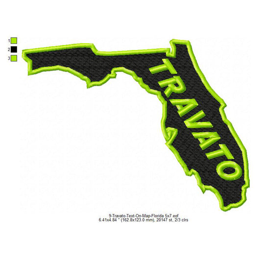 Travato Florida State Map Designs Machine Embroidery Digitized Design Files